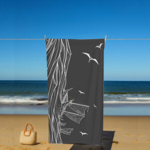 Gray Hoʻolauleʻa Beach Towel waʻa design